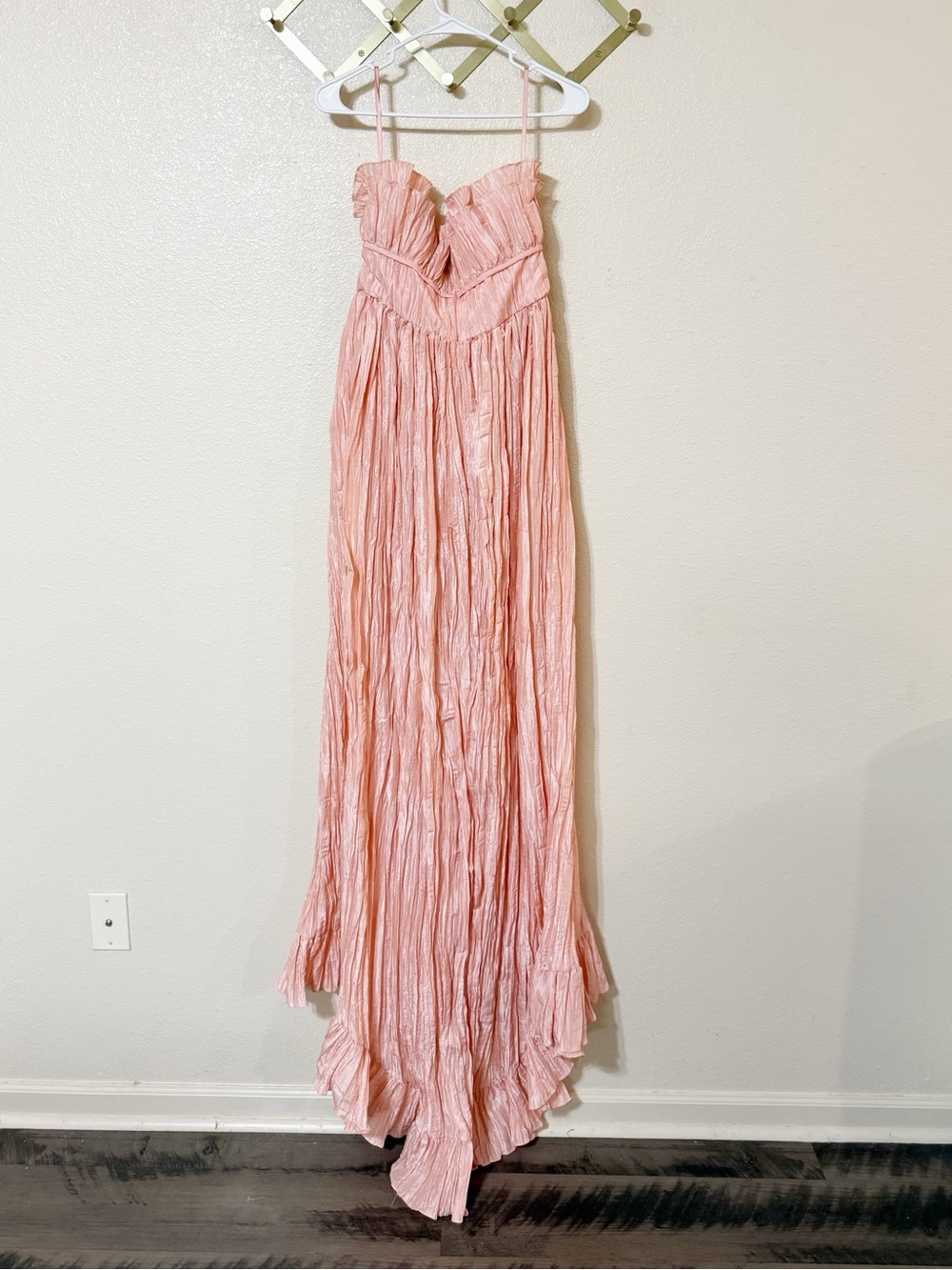LoveShackFancy Katrina Sunrise Sorbet Ruffle Pleated Crinkle Maxi Dress size 8 - Picture 8 of 10